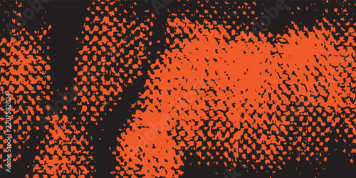 Orange and black halftone stipple wave texture vector background.