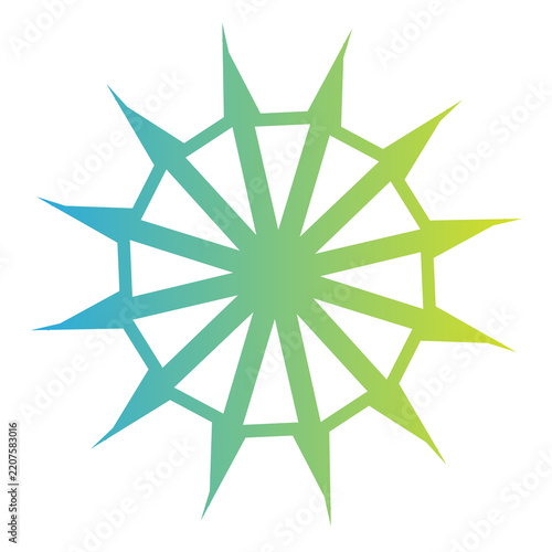 Gradient Compass Starburst Navigation Symbol Isolated on Transparent Background
