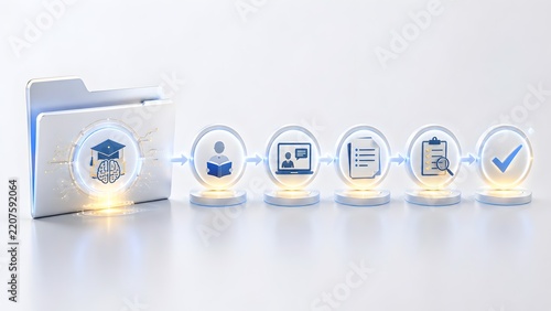 E-Learning Course Workflow Process Infographic From Folder To Certification Checkmark