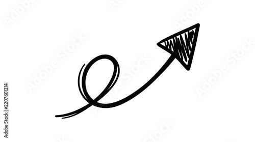Vector illustration of hand drawn doodle arrow with a loop
