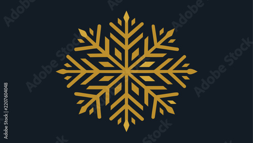 Golden snowflake on a dark blue background