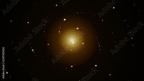 Golden Spiral Galaxy Rotating With Twinkling Stars