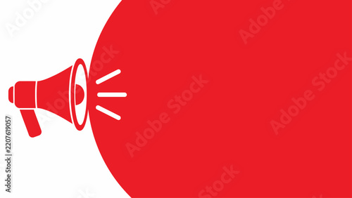 Red megaphone announcement background with bold copy space