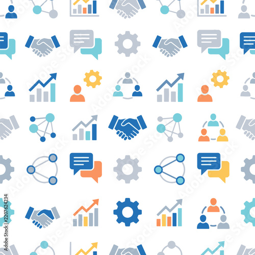 Seamless Business Theme Corporate Pattern Background With Growth Symbols
