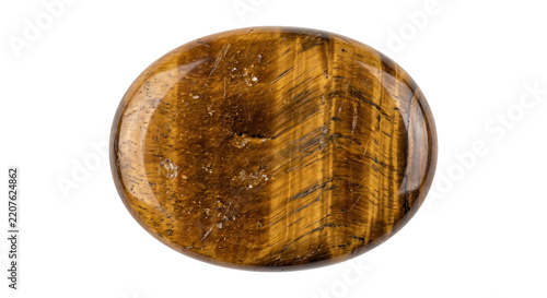 Fotografie Polished brown tiger's eye gemstone cabochon with distinct chatoyancy and golden