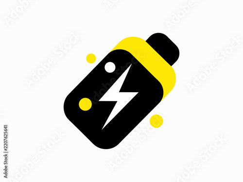 Portable Battery Power Bank with Lightning Bolt Energy Icon Vector