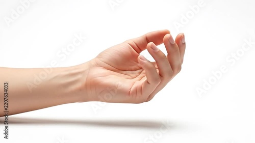 Close-up of a relaxed open hand on a white background