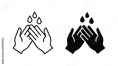 Hand washing icon set in outline and solid style vector illustration