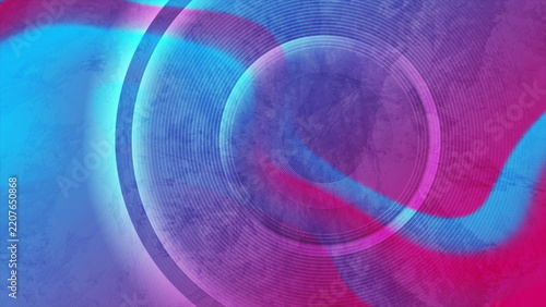 Retro grunge abstract background with soft wave and linear circles