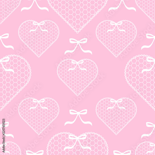 Seamless pattern with lace bows in a Valentine's Day style