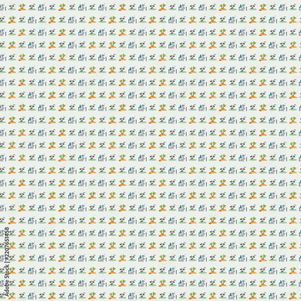 Naklejka premium Seamless pattern of tropical islands and mountains