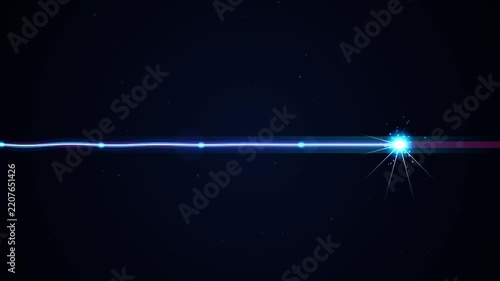 Bright light beam in dark space with starburst effect