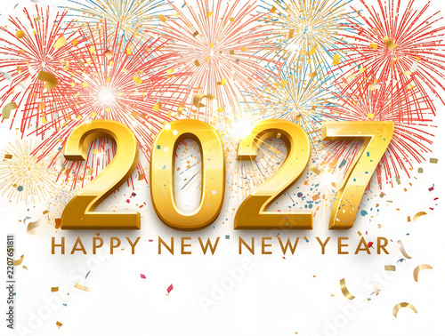 lucid origin Elegant Center Happy New Year celebration design with large golden numerals