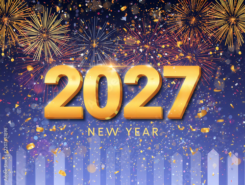 lucid origin Elegant Center Happy New Year celebration design with large golden numerals