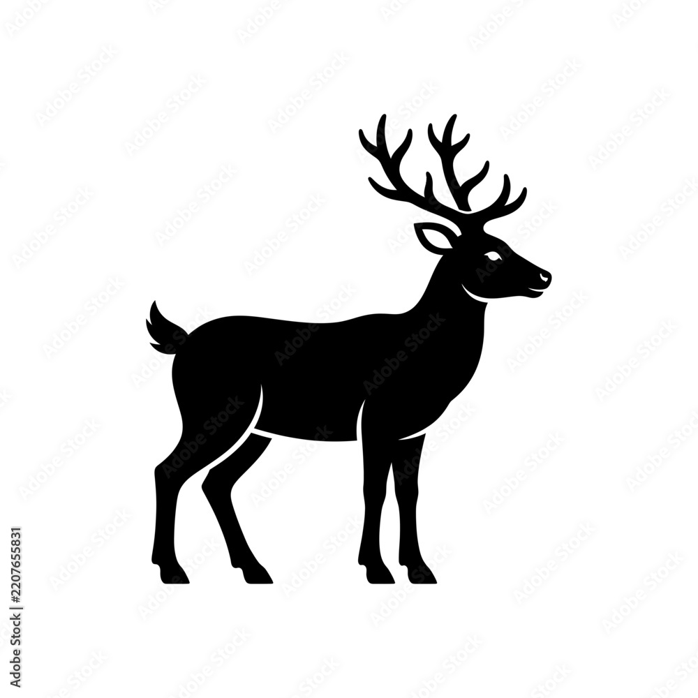 Fototapeta premium Vector silhouette illustration of a deer, isolated on white.