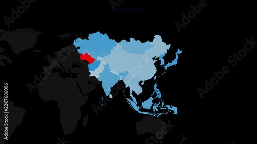 Asia_Turkmenistan_blue_map_highlight Video Footage Animated Motion for professional design projects presentations digital media and commercial visual 