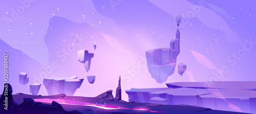 3D Abstract Sci-Fi Alien Planet Floating Castle Landscape Background
