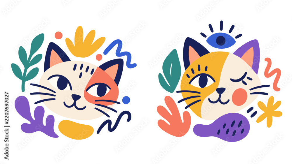Fototapeta premium Abstract cat face illustration illustration