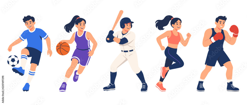 Obraz premium Athletes playing various sports illustration