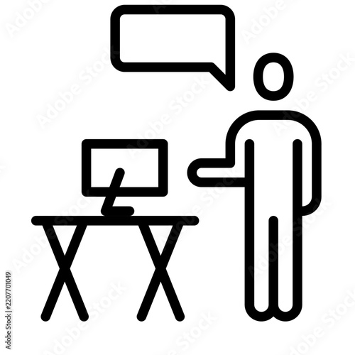 presentation icon line vector logo,  business people,