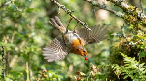 Pet animal robin birding in the wild