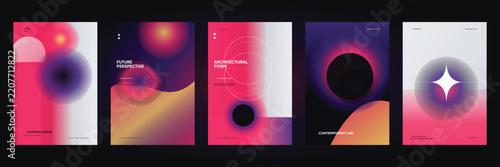 Abstract gradient poster templates with modern geometric shapes and blur, for social media, banner, ad