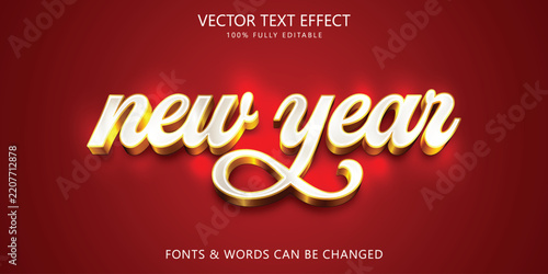Happy new year golden editable text effect