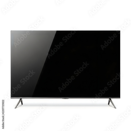 Modern flat screen tv on stand in off position