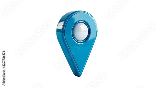 Blue plastic three dimensional location pin map marker isolated on transparent background