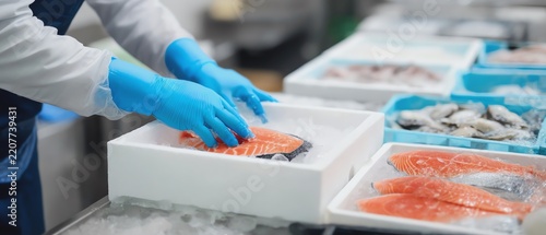 Handling fresh fish in a seafood processing facility