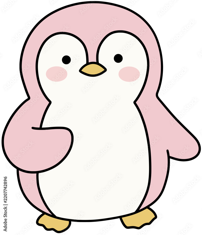 Fototapeta premium Cute pink penguin standing vector illustration