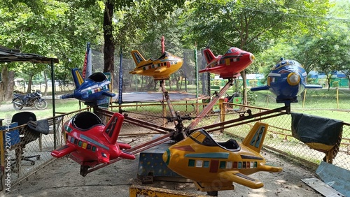 A picture of childrens playing equipment in city forest park