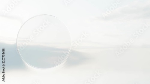 Circular glass sky clouds motion graphics template
