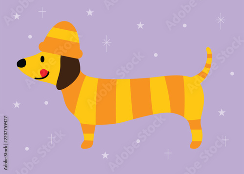 A cute Dog in Halloween costume cartoon illustration