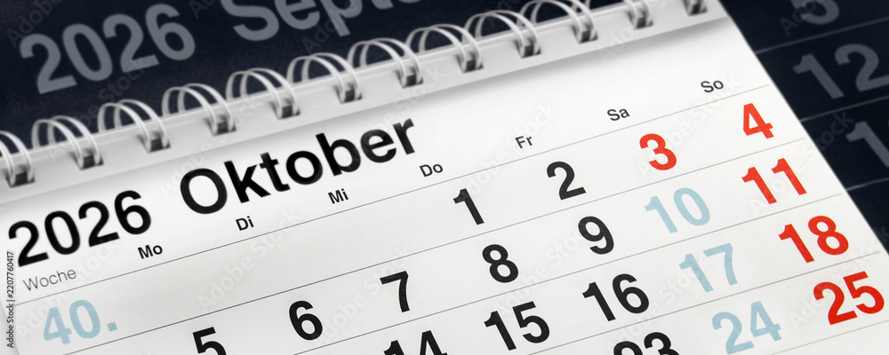 Obraz premium Deutscher Kalender Monat Oktober 2026