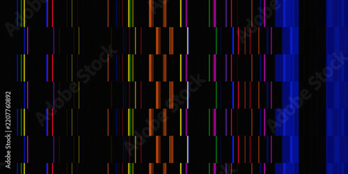 Colorful digital glitch error background pattern with horizontal pixel distortion lines.