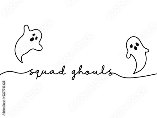 Minimalist Halloween design with cute ghost illustrations and playful text