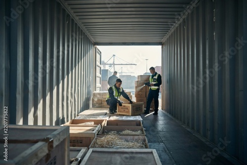 Customs inspection of a container interior