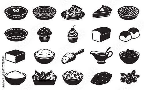 Thanksgiving Meal Vector Icons
