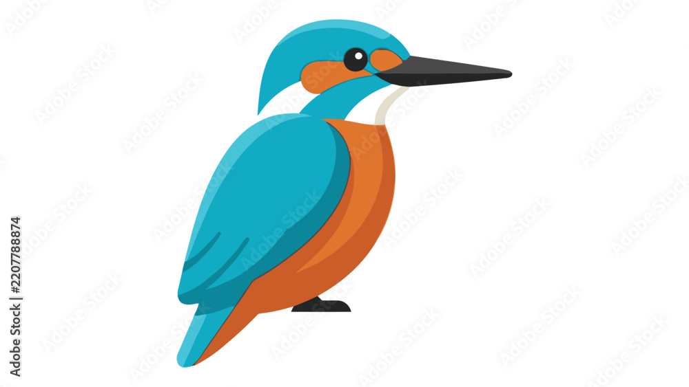 Obraz premium Kingfisher Bird Standing on Grass in Nature