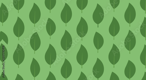 Simple green leaf seamless pattern featuring repeating rows of stylized organic leaves on a light green background.