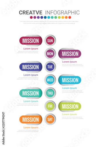 Timeline business for 7 day, 7 options, infographic design vector and Presentation can be used for workflow layout, process diagram, flow chart.