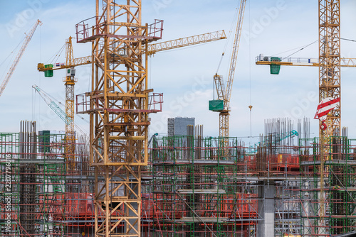 Construction site for building residence, shopping center and hall center in growing capital city