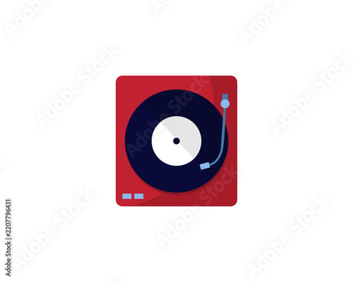 Vintage Vinyl Turntable Music Player Logo Vector