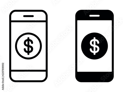 Mobile banking icon flat clipart series
