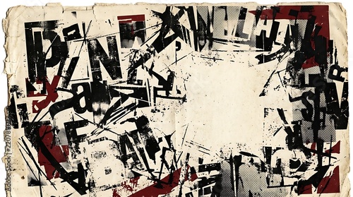 Vintage Punk Typography Frame Background With Distressed Letters And Grunge Border