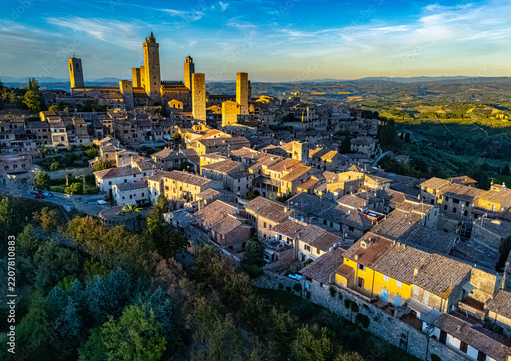 Fototapeta premium Aerial view of San Gimignano, Tuscany, Italy
