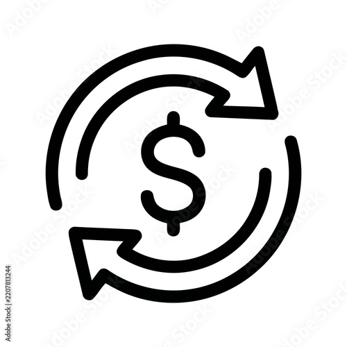 Minimalist Outline Money Exchange Dollar Refresh Arrow Financial Transfer Symbol Icon