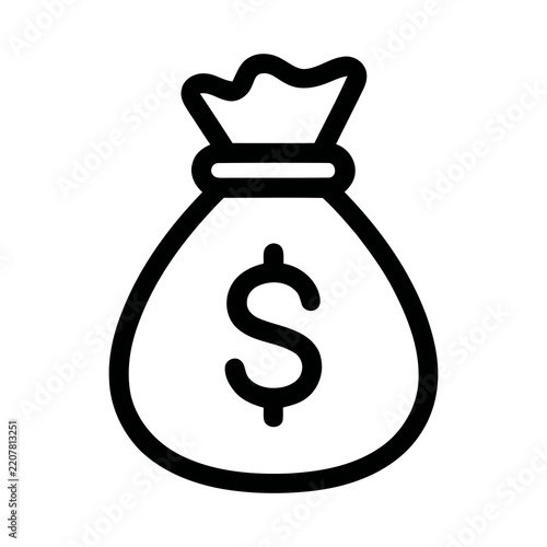 Minimalist Outline Money Bag Dollar Currency Business Finance Icon Symbol