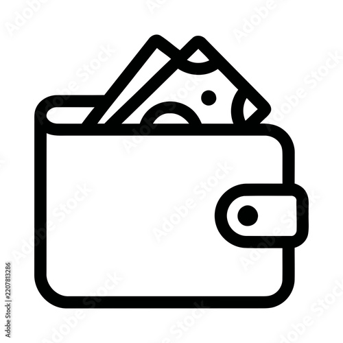 Minimalist Outline Wallet With Paper Money Cash Sign Banking Finance Icon
